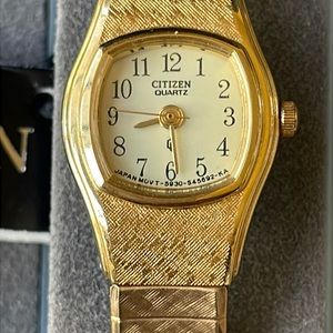 Pulsar lady battery water resistant extension band gold tone